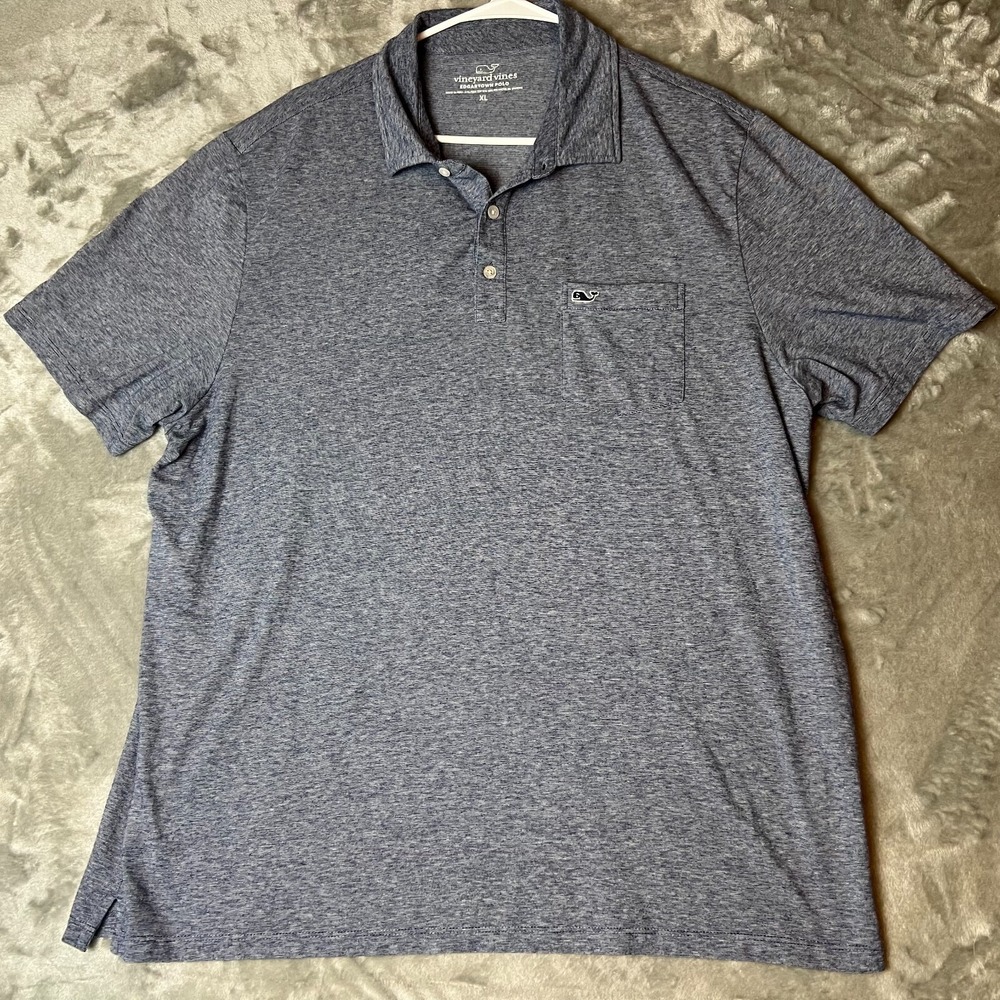Vineyard Vines Edgartown Polo Shirt Mens XL Gray Pima Cotton Pocket Short Sleeve